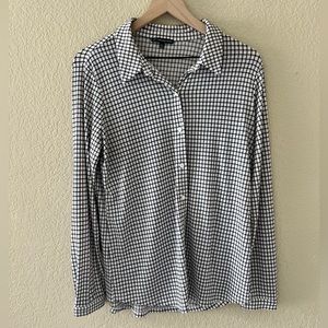 Adrianna Papell Black and White Checkered Button Down Shirt
